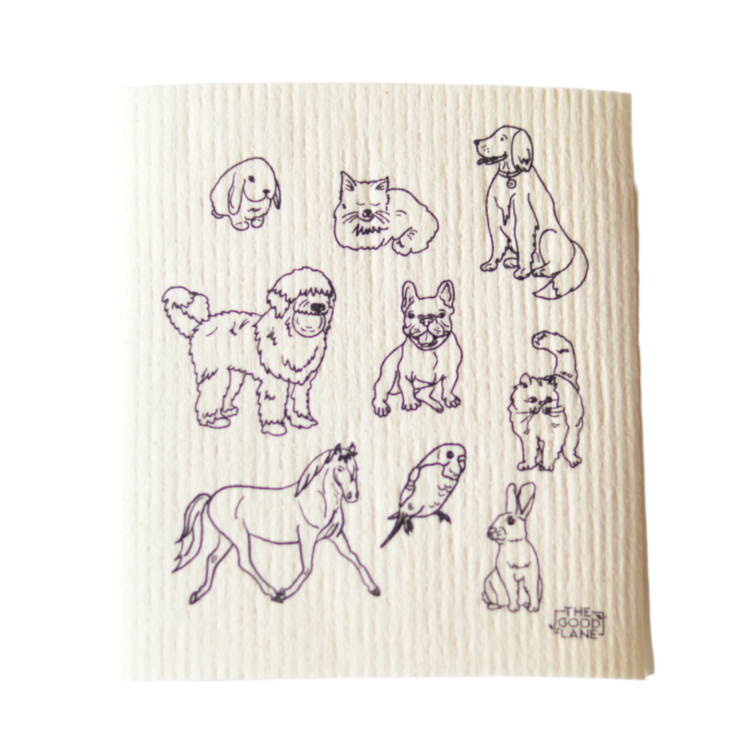 Swedish sponge cloth set by The Good Lane, featuring colorful, absorbent cloths ideal for kitchen cleaning tasks.