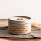 Weekday Candles Cabin Tin Candles in a rustic tin, showcasing warm, inviting candlelight and natural wax texture.
