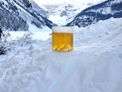 MTNPK Glassware Lake Louise tumbler drinking glass with a scenic mountain design and clear glass finish.